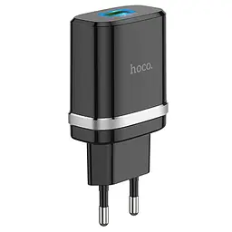 Блок живлення швидкого заряджання мережевий адаптер Hoco C12Q 18 W 1 USB-A AFC FCP чорний - мініатюра 2