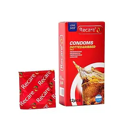 Презервативы Recare Cola Dotted&Ribbed Condoms 12 шт, с пузырьками и ребрами, аромат: