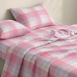 Простирадло Cosas на резинці фланель 80х160 amethyst tartan, рожевий (Flannel_AmethystTartan_80x160x20) - мініатюра 2
