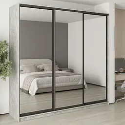 Шафа-купе тридверна MebelStar Комбо BG 3 Дзеркала 250x60x240 см Бетон (MBS-9865)