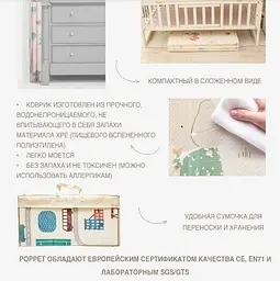 Дитячий двосторонній складаний килимок Poppet Світ тварин і Графічний космос, 200х180 см (PP004-200) - мініатюра 11