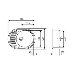 Кухонна мийка Lidz 620x500/200 COL-06 (LIDZCOL06615500200) - мініатюра 2