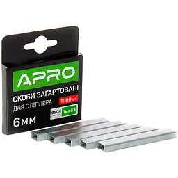 Скоби для будівельного степлера механічного APRO 6 x 11.3 x 0.7 мм розжарена в упаковці 1000 шт.
