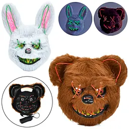 Маска тварина Halloween світло плюш в асортименті MK5753 - мініатюра 2