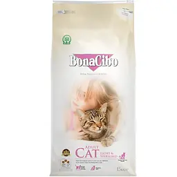 Сухий корм для стерилізованих котів BonaCibo Adult Cat Light&Sterilized з куркою, анчоусами та рисом 15 кг BC406977