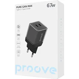 Зарядний адаптер - блок Proove Pure GaN Max 67W (Type-C + Type-C) WCPU67022201 чорний - мініатюра 5