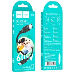 Дата кабель Hoco X90 Cool silicone Type-C to Type-C 60W (1m) Black - мініатюра 6