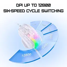 Комп'ютерна мишка Onikuma ігрова дротова для ПК C93 RGB підсвітка 12800 DPI для ноутбука прозорий корпус - мініатюра 7