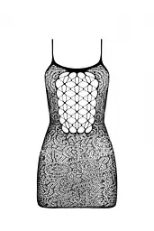Ажурна мінісукня на тонких бретелях Passion BS096 One Size, white, плетіння на грудях - мініатюра 3