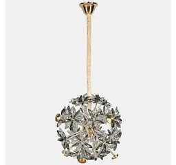 Декоративна підвісна люстра-сфера Artlight 25007-500GD золота на 12 ламп G4 з прозорими та графітовими скляними квітами - мініатюра 2