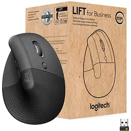 Мишка Logitech Lift Vertical Ergonomic Wireless/Bluetooth for Business Graphite (910-006494) - мініатюра 1