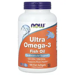 Риб'ячий Жир Ultra Omega-3 500 ЕПК 250 ДГК - 180 фіш софтгель Now Foods