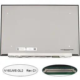 Матриця 16.0" N160JME-GL2 (1920 * 1200 40pin (eDP IPS) LED SLIM (без додаткової панелі) матова роз'єм справа внизу) для