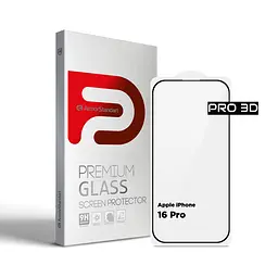 Захисне скло на Apple iPhone 16 Pro з олеофобним покриттям, Pro 3d, повне проклеювання, антистатичний і пиловідштовхуючий шар, 9H, самоклеючеся, 3D, на весь екран, антистатичний клей, оригінал ArmorStandart (ARM78031)