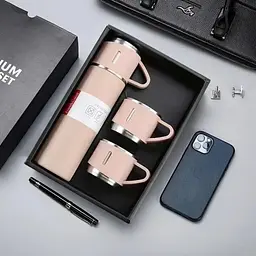 Подарунковий набір Vacuum Flask SET вакуумний термос із неіржавкої сталі 3 чашки - мініатюра 2