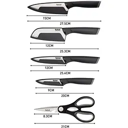Набір ножів Tefal Comfort 5 предметів чорний (K2215S55) - мініатюра 2
