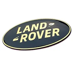 Емблема решітки LAND ROVER хакі із золотистим написом 86х43 мм метал (на скотчі) OEM LR023286