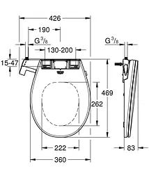 Кришка-біде Grohe Bau Ceramic 39648SH0, Білий - мініатюра 3