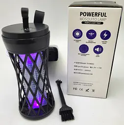 Лампа для комарів акумуляторна 5W від USB 2в1 LED світильник нічник і Електрична пастка знищувач комах 15см UKC Mosquito Killer Lamp LY-859 - мініатюра 5