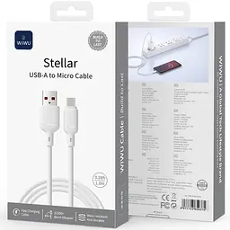 Дата кабель WIWU C086 Stellar USB to MicroUSB 2.1A 1 м White - мініатюра 3