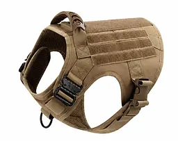 Шлейка для собак Tactical K9, металева пряжка фастекс і система MOLLE Коричневий, М