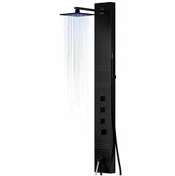 Душова панель Corsan Neo black LED з виливом та термостатом S060TBLLEDW, Чорний матовий - мініатюра 4