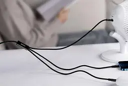 Кабель Baseus Rapid Series 3-in-1 Cable Type-C to Type-C/Lightning/MicroUSB PD 20W 1.5m CAMLT-SC01 Black - мініатюра 7