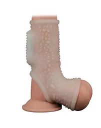 Стимулююча вібронасадка на член Lovetoy Vibrating Drip Knights Ring with Scrotum Sleeve, 13 см (білий)
