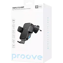 Автотримач із бездротовою зарядкою Proove Triple Clamp 15W Black (WHTC15010001) [136215] - мініатюра 8