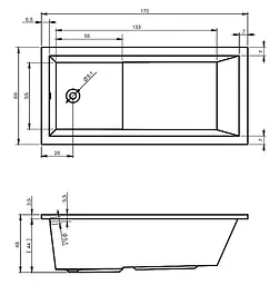 Ванна акрилова Rho Lusso 170x80 BA1200500000000 - мініатюра 2