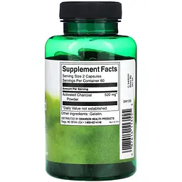 Активоване вугілля Swanson Activated Charcoal 260 мг 120 капсул (100-20-3141799-20) - мініатюра 2