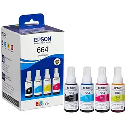 Контейнер з чорнилом Epson 664 комплект B/C/M/Y (по70мл) L100/L200 (C13T66464A)
