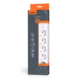 Мережевий подовжувач Videx Oncord з/з 5 п 3 м (3x1.5 мм) з кнопкою білий (VF-PD53G-W) - мініатюра 11