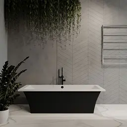 Ванна окремостояча глянцева Amidicon Tytul 185x85 чорна з литого каменю TYTUL_185_BLACK_HL, Чорний - мініатюра 2