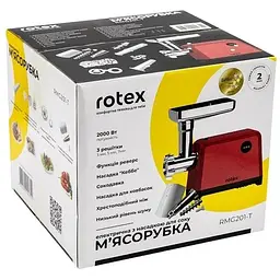 Електрична м'ясорубка Rotex RMG201-T 3 решітки 1500 Вт Червона - мініатюра 7