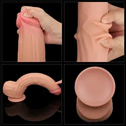 Фалоімітатор LoveToy Sliding-Skin Dual Layer Dong King Sized 31 см тілесний - мініатюра 20