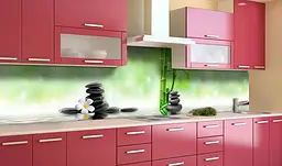 Вініловий кухонний фартух Відблиски Камені наклейка для кухні ПВХ бамбук Абстракція Зелений Happy Pocket Z181504 - мініатюра 2
