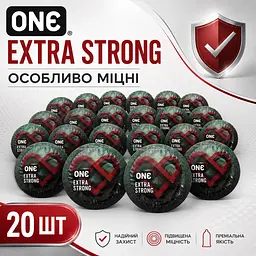 Презервативи ONE Extra Strong 20 ШТ, підвищеної міцності, щільніші та міцніші, гладкІ, латексні, із силіконовою змазкою