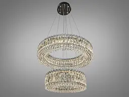 Люстра стельова LED Diasha 8693-600+400CH, 85W, хром, кришталева, регульована висота, для офісу, кафе, вітальні, спальні