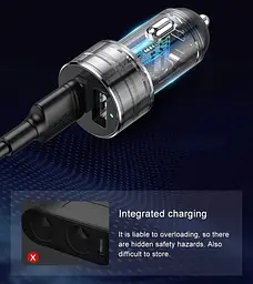 Автомобільний зарядний пристрій Baseus High Efficiency One to Two Cigarette Lighter Black (CRDYQ-01) [77945] - мініатюра 8
