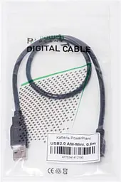 Кабель PowerPlant USB2.0 (AM) - MiniUSB (AM) 50 см Чорний (KD00AS1219) - мініатюра 2