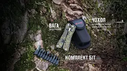 Мультитул Ganzo G2016-P, (16.5 см) 22 функції, камуфляжний + біти та чохол - мініатюра 20