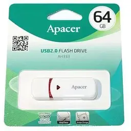 Флеш накопичувач USB 64Gb Apacer AH333 білий USB 2.0 (AP64GAH333W-1)