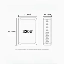 Зарядний пристрій Essager 4xUSB-C + 4xUSB 320W GaN (EZC320W-QJB0G-Z) - мініатюра 10