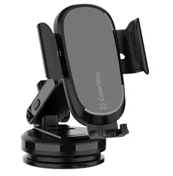 Автотримач для телефону ColorWay Dashboard Car Wireless Charger, Black, 15 Вт, бездротова зарядка (Qi), вакуумна присоска, поворотний шарнір 360°, від 4" до 6.5" (CW-CHAW037Q-BK) - мініатюра 2