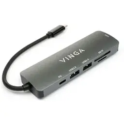 Концентратор Vinga USB Type-C 3.1 to HDMI+USB3.0+USB 2.0+SD/microSD+PD 6in1 (VHC6)