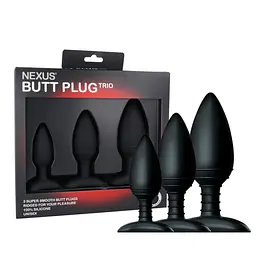 Набір анальних пробок різного розміру Nexus Butt Plug Trio, 3 шт, чорний - мініатюра 2