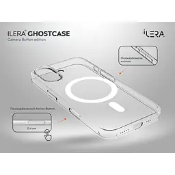 Чохол iLera GhostCase Camera Button with MagSafe для Apple iPhone 17 Transparent (ILGCAClCaBk17) [150392] - мініатюра 3