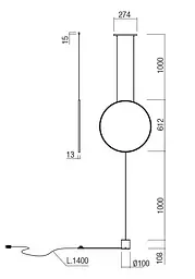 Люстра/торшер Redo SLICK SU/LAMP RD LED 19W 3000K GD (4.1.2) 01-2196 - мініатюра 2