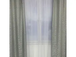 Льняні мармурові блекаут штори світло-сірого кольору 2шт. 150х270 з білим шифоновим тюлем 400х270, на ALBO pbe0052671 - мініатюра 11